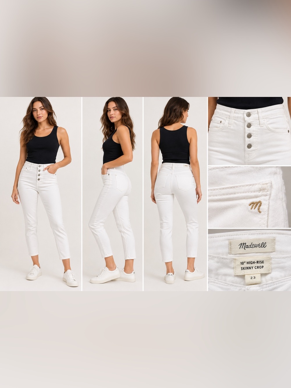 Madewell 10” High-Rise Skinny Crop White Jeans Size 23